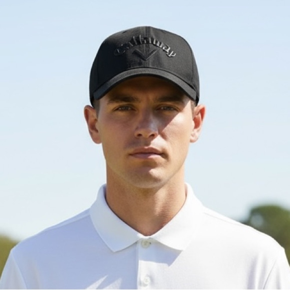 Callaway Odyssey Golf Hat Cap Black Flex Fit Embroidered Logo EUC Outdoors Hike - Picture 2 of 6